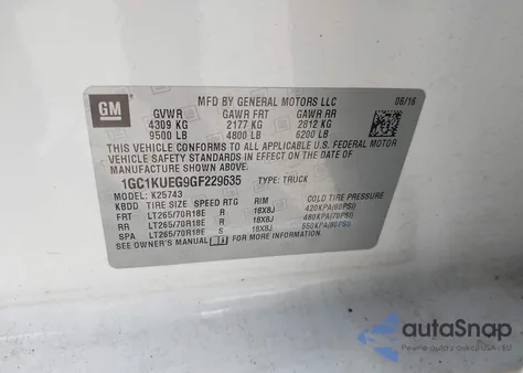 2016 Chevrolet Silverado 2500Hd Wt from USA, damaged, VIN 1GC1KUEG9GF229635